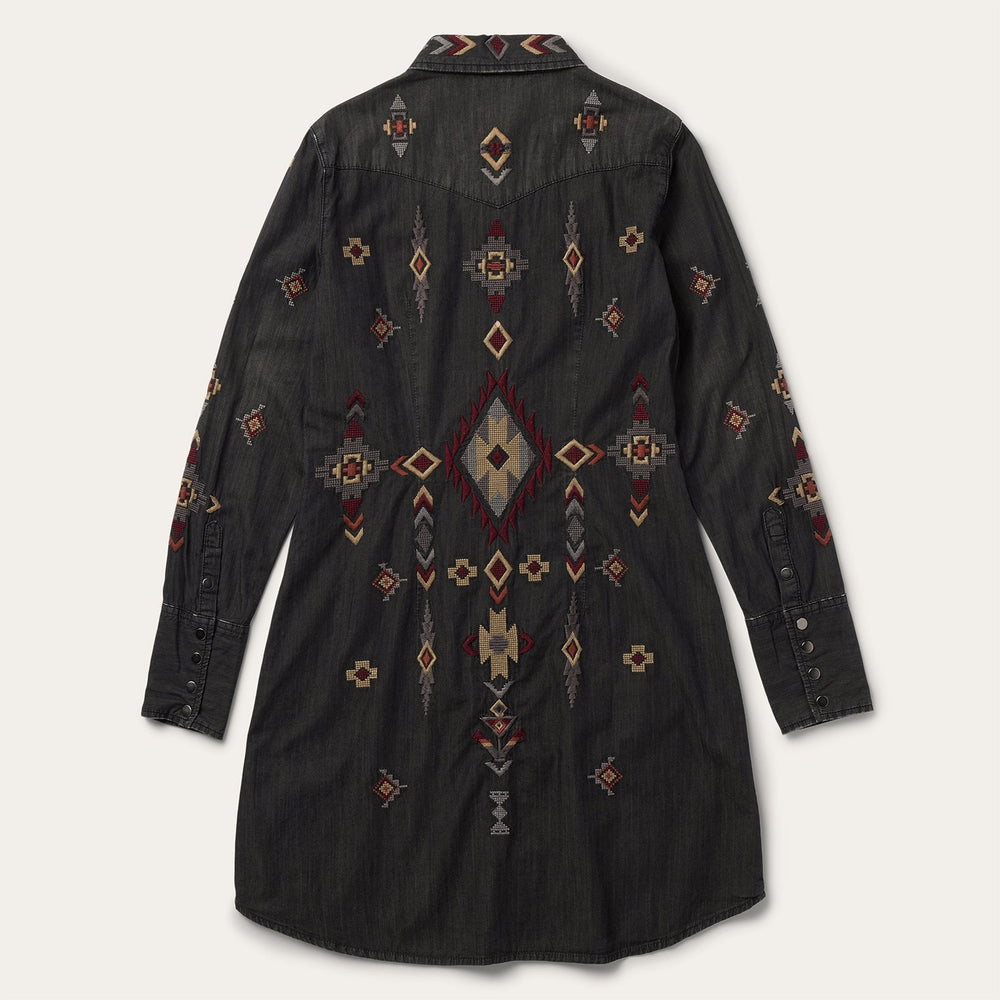 Embroidered Black Denim Shirt Dress Black | Stetson