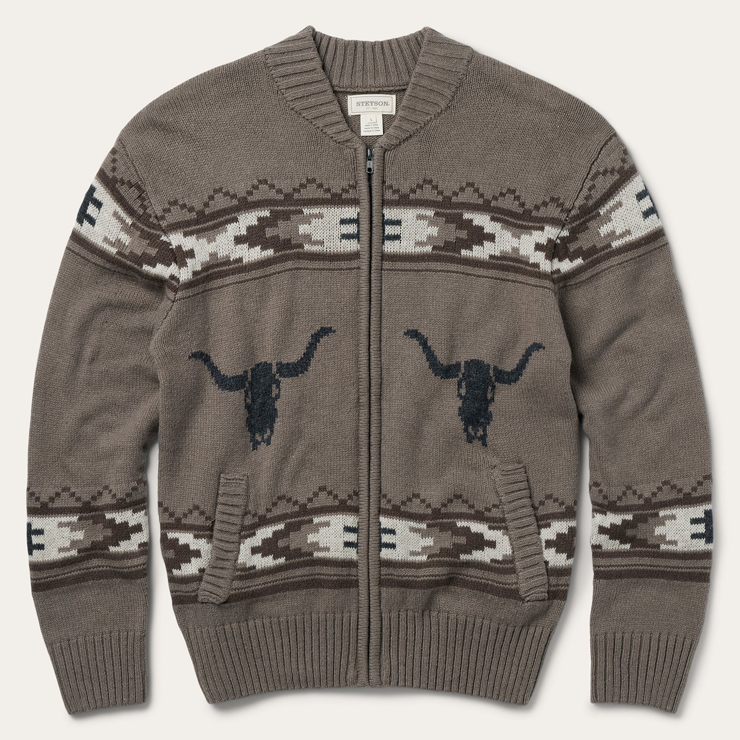 Longhorn Cardigan Brown | Stetson