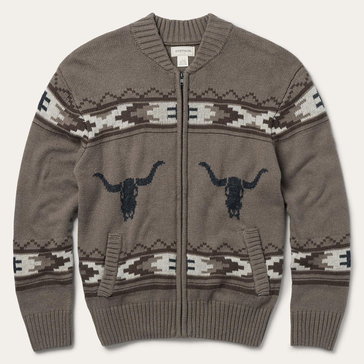 Longhorn Cardigan Brown | Stetson