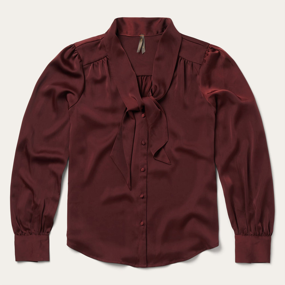Wine Satin Blouse Red | Stetson