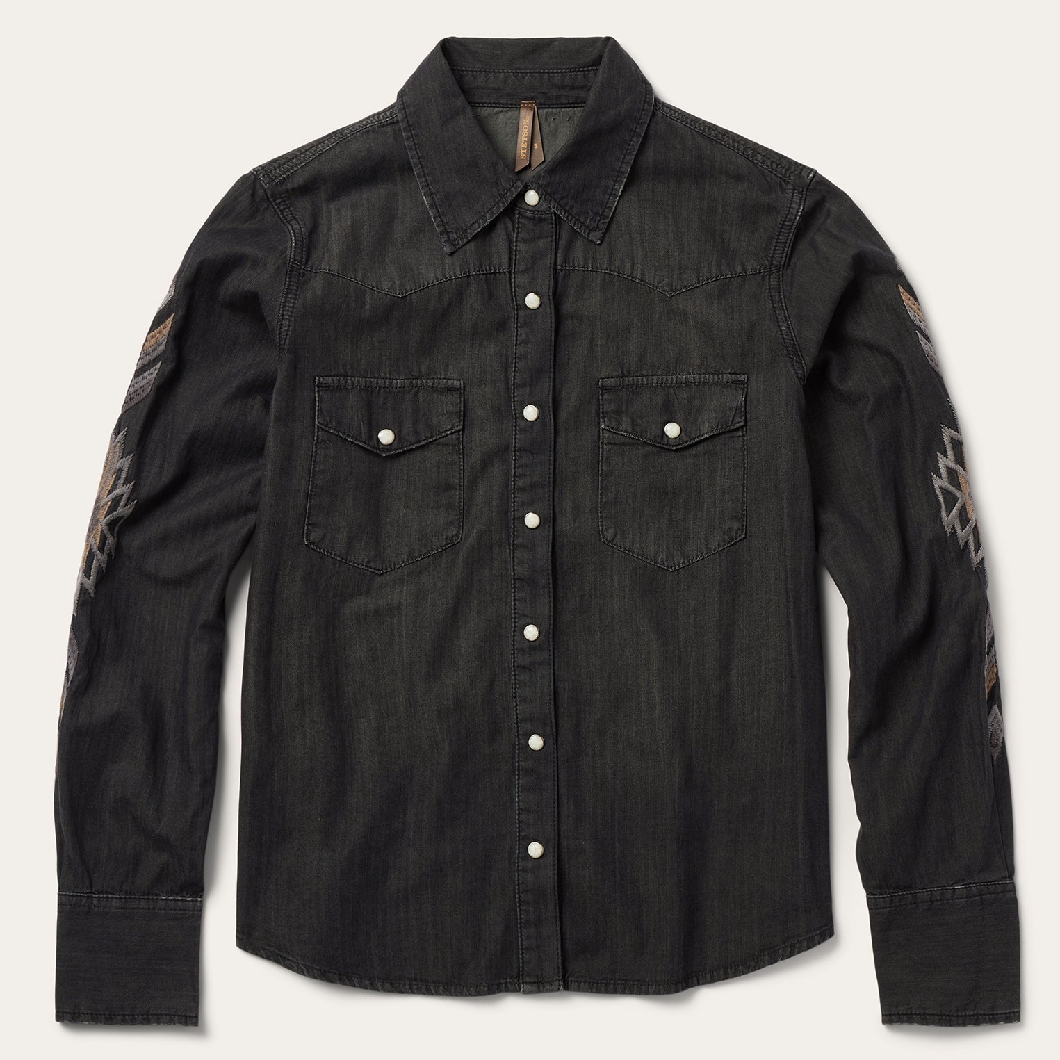 Embroidered Black Denim Shirt Black | Stetson