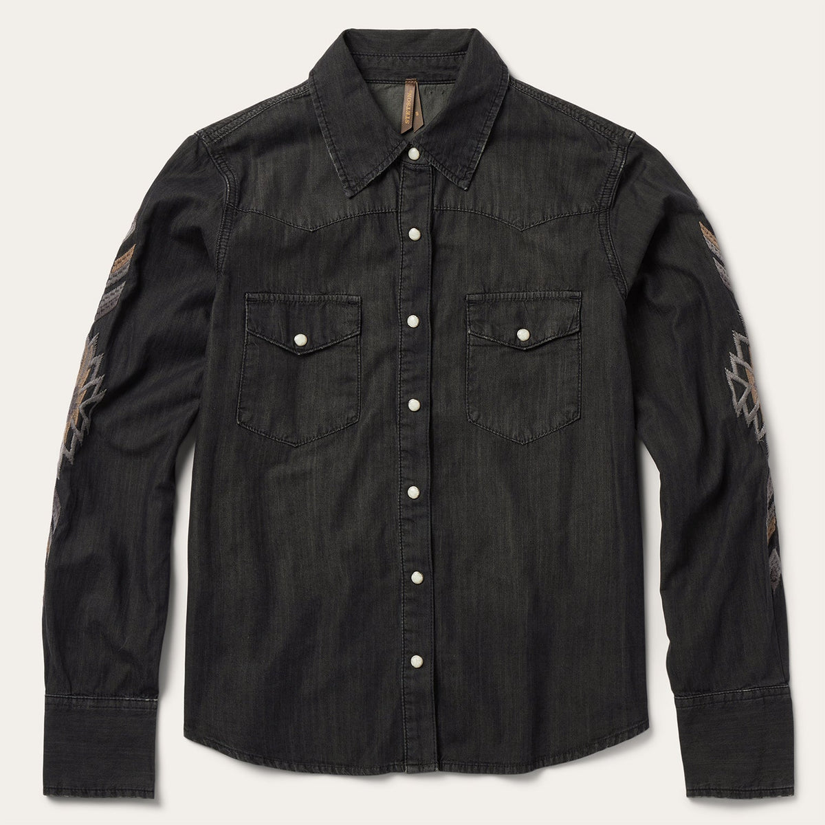 Embroidered Black Denim Shirt Black | Stetson