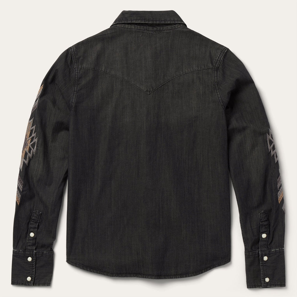 Embroidered Black Denim Shirt Black | Stetson