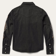 Embroidered Black Denim Shirt Black | Stetson