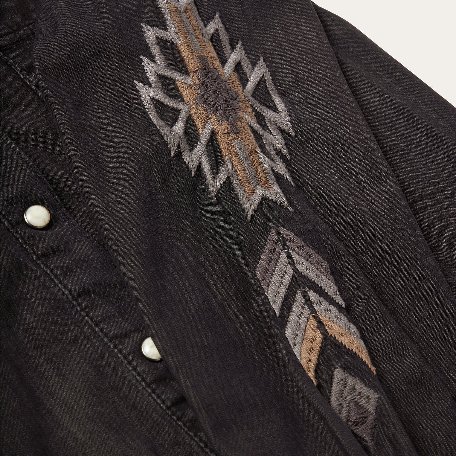 Embroidered Black Denim Shirt Black | Stetson