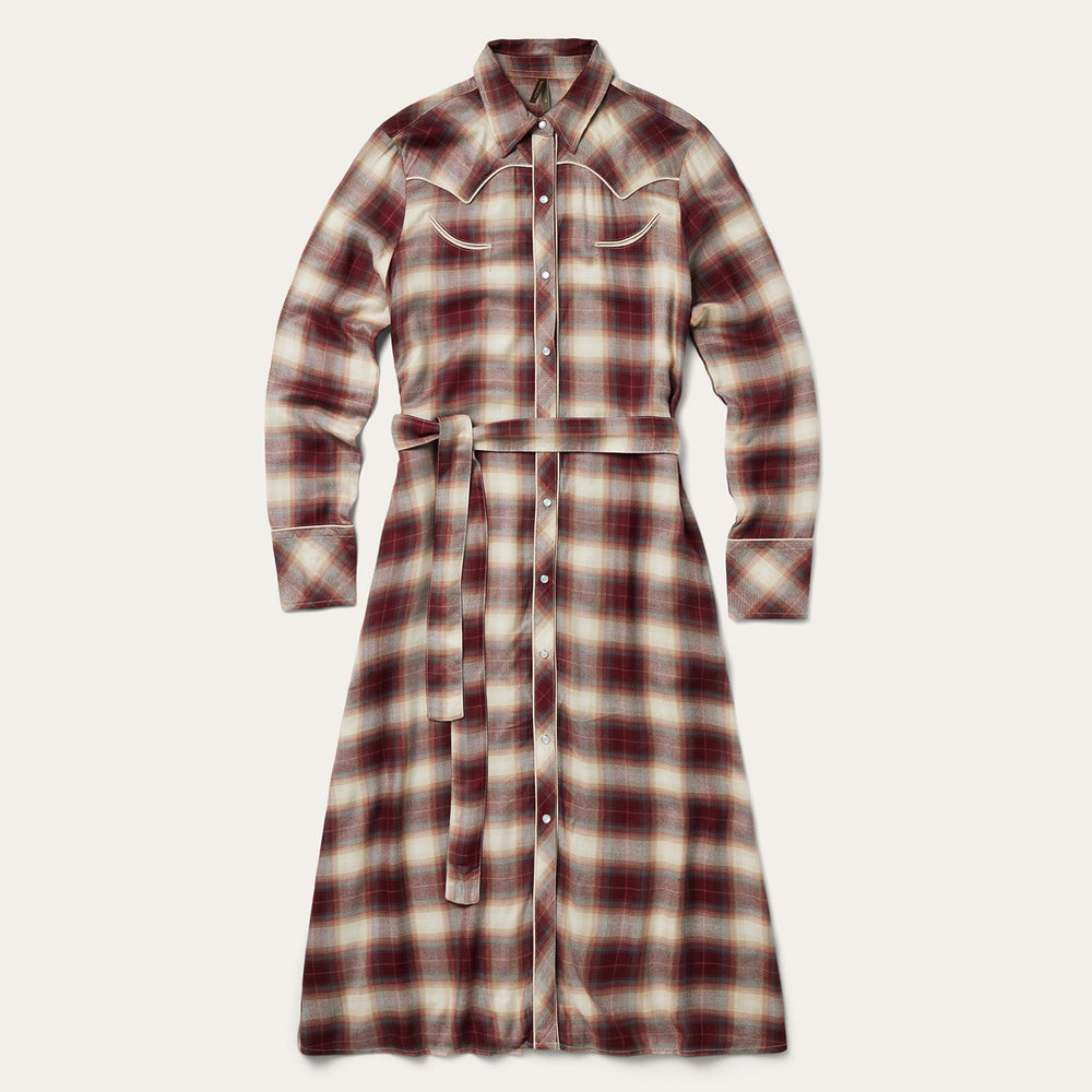 Black Cherry Plaid Shirt Dress Red | Stetson