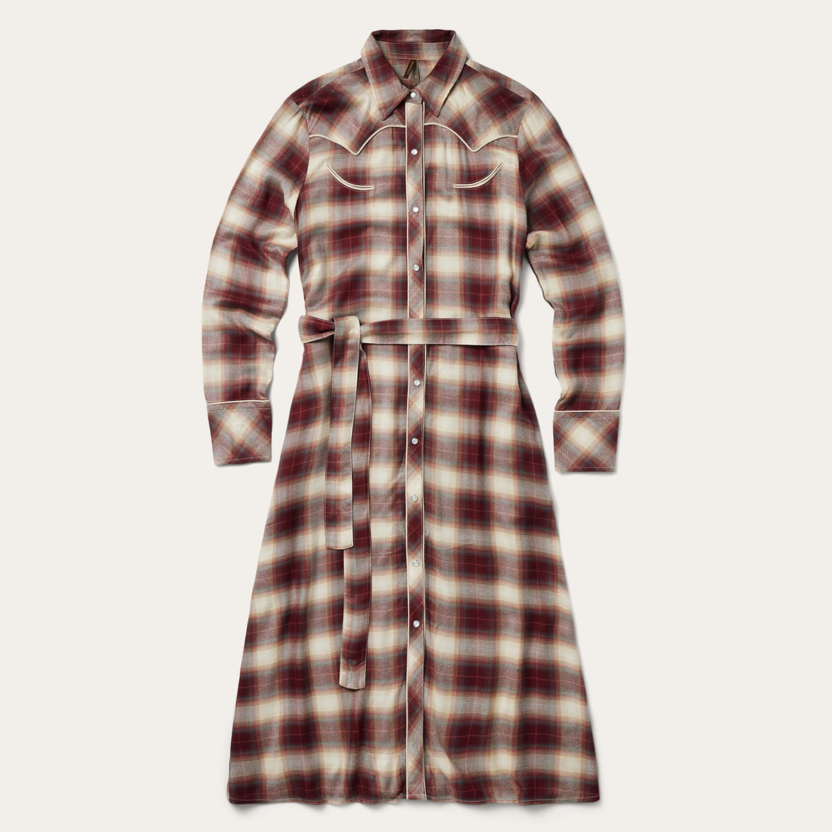 Black Cherry Plaid Shirt Dress Red | Stetson