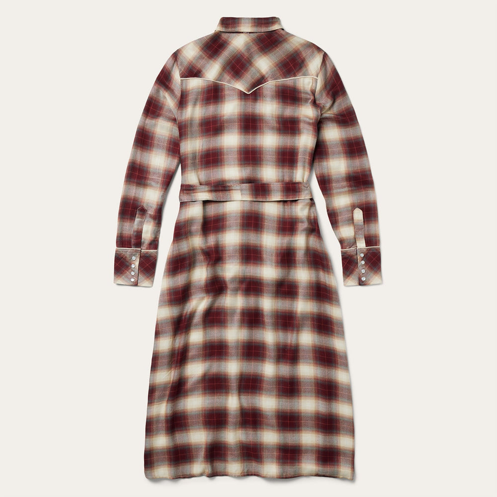 Black Cherry Plaid Shirt Dress Red | Stetson