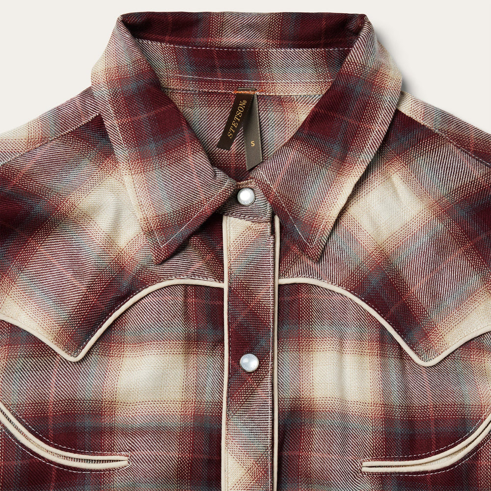 Black Cherry Plaid Shirt Dress Red | Stetson