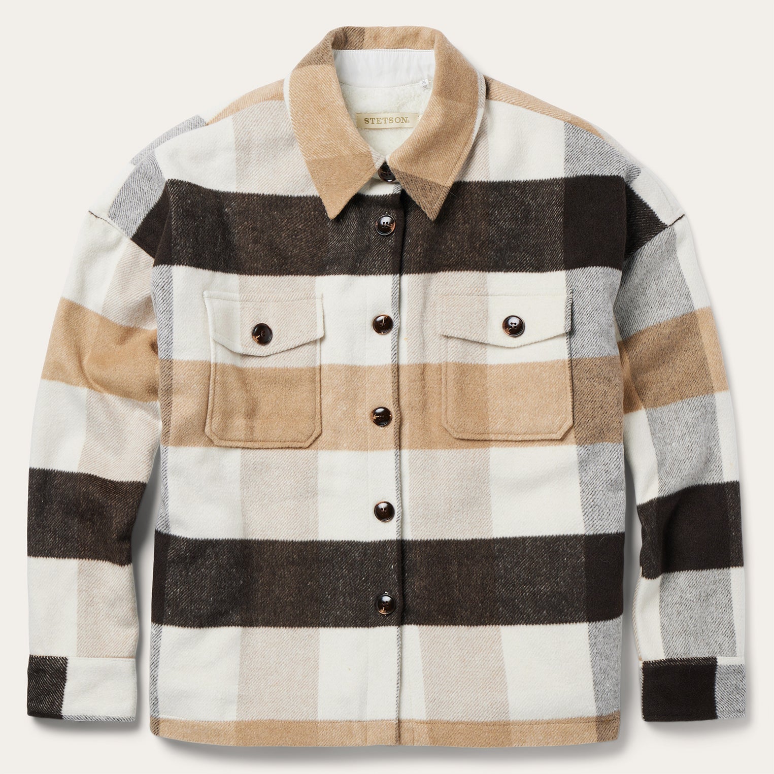 Oversize Plaid Shirt Jacket Brown | Stetson