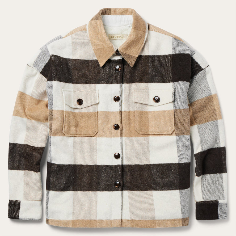 Oversize Plaid Shirt Jacket Brown | Stetson