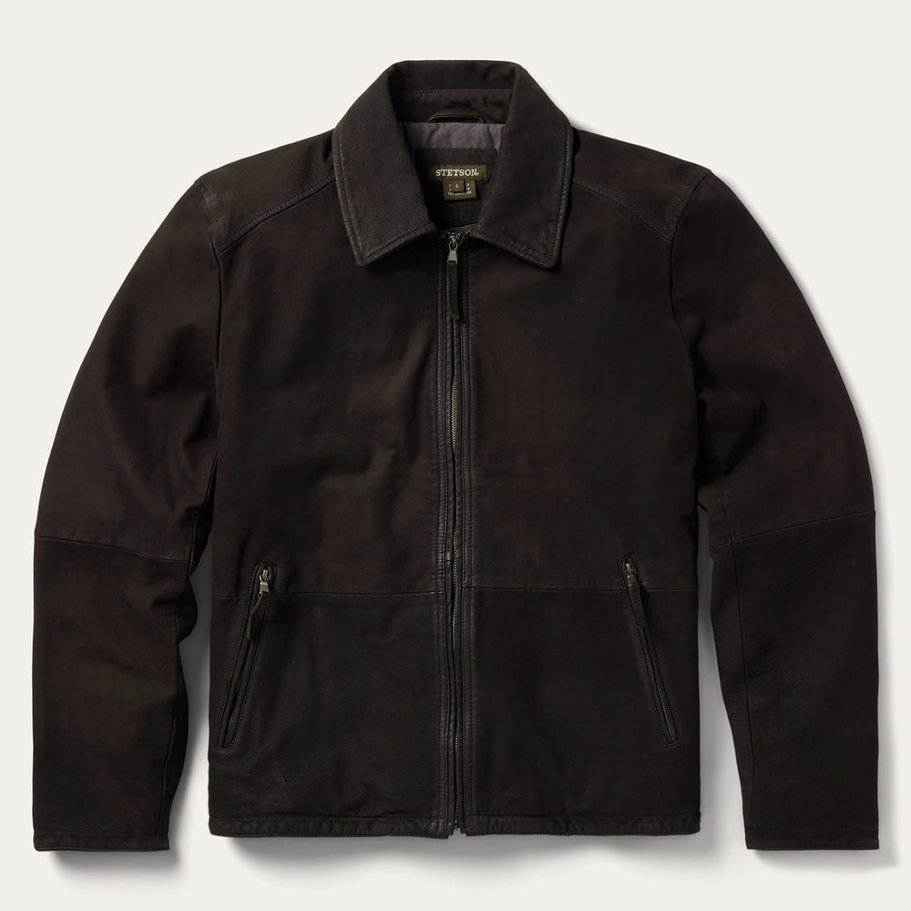 Zip Front Suede Leather Jacket Brown | Stetson