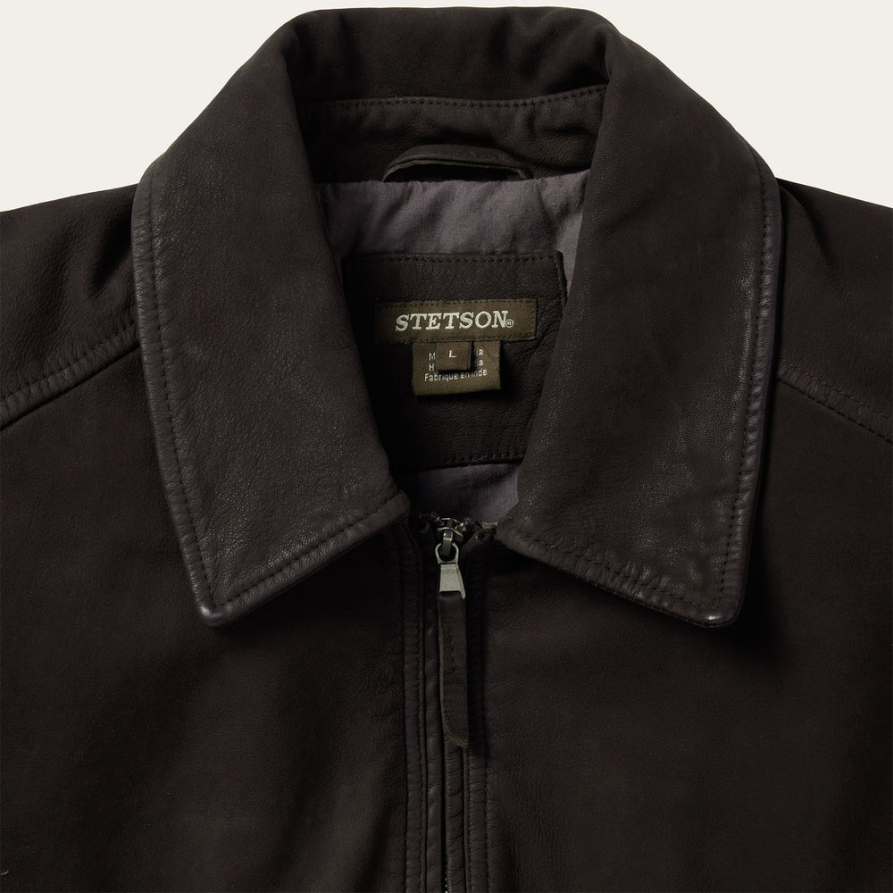 Zip Front Suede Leather Jacket Brown | Stetson