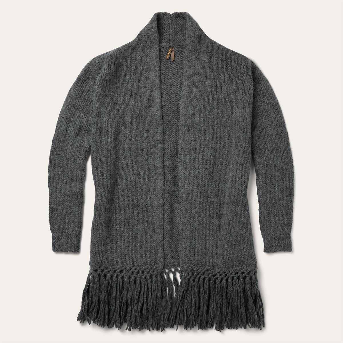 Charcoal Fringed Cardigan Grey | Stetson