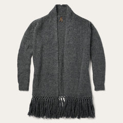 Charcoal Fringed Cardigan Grey | Stetson