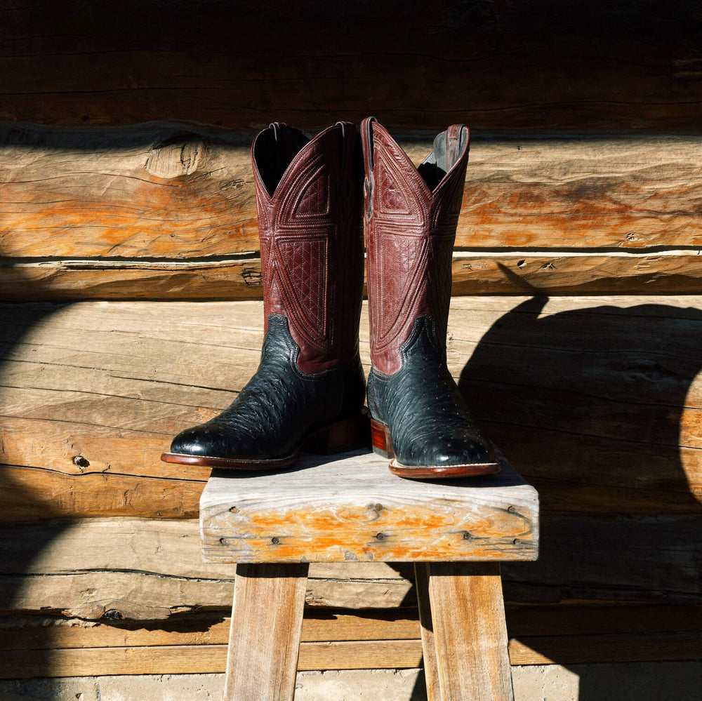 Dillon Ostrich Boots Black | Stetson