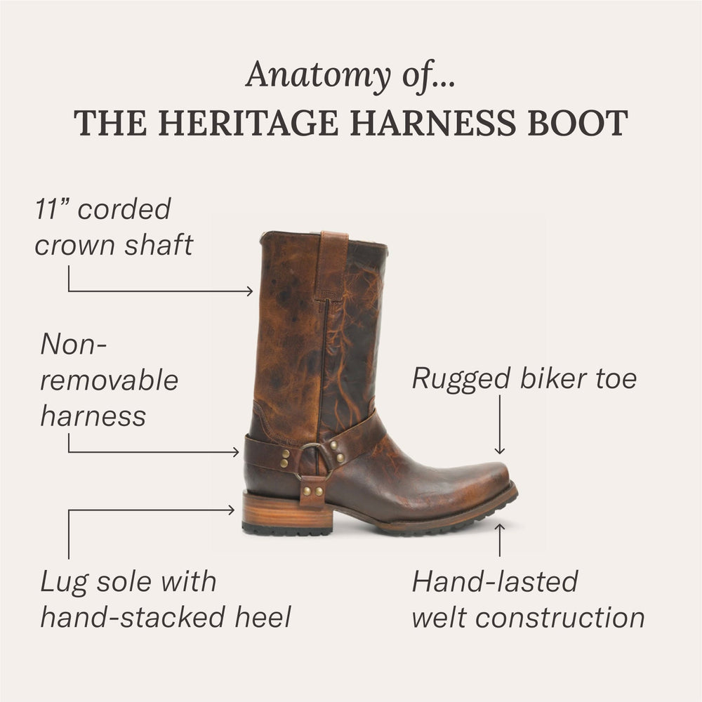 Heritage Harness Boots Waxed Dark Brown | Stetson