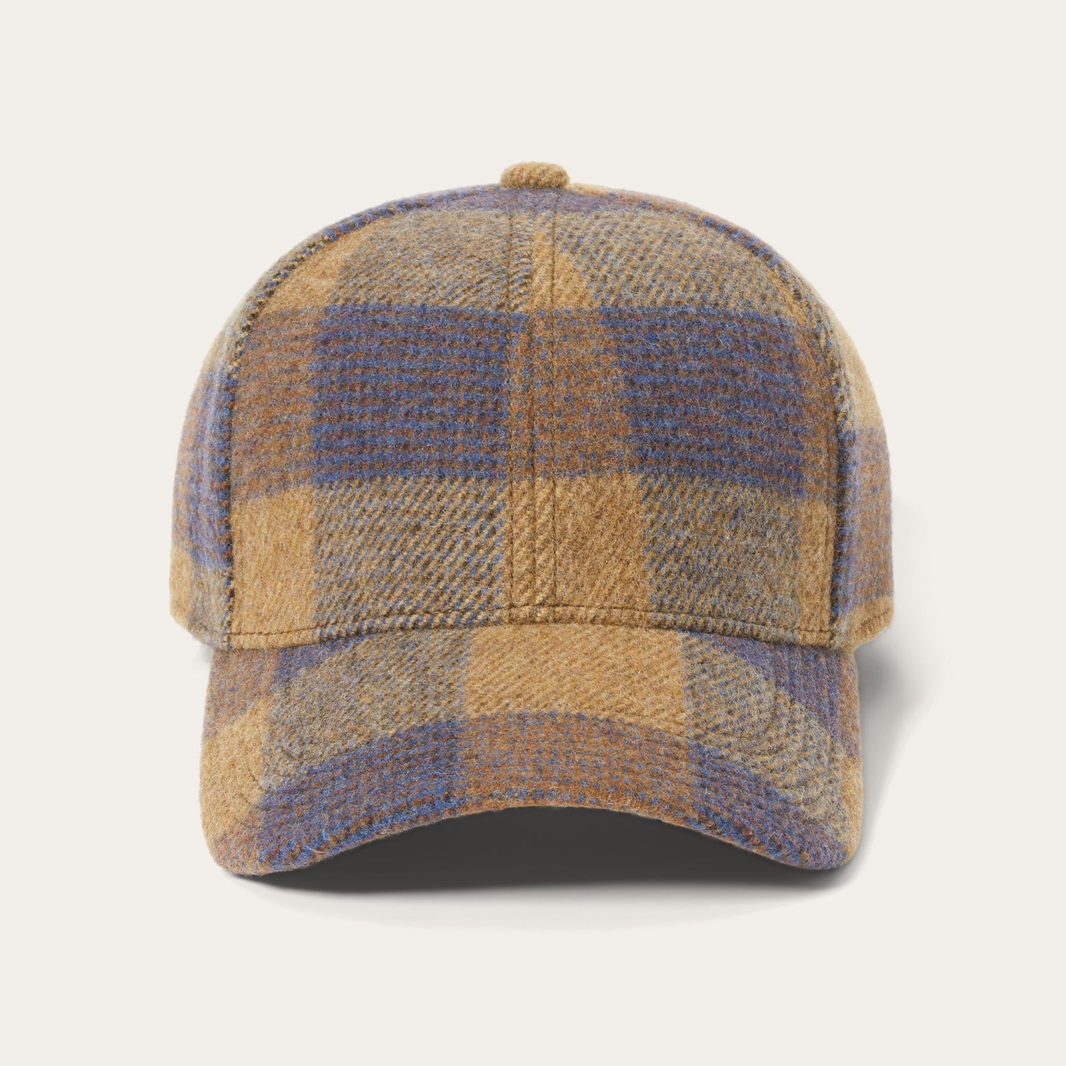 Wool Check Baseball Cap Cognac/Sand/Blue | Stetson