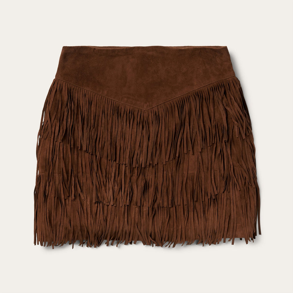 Lamb Suede Fringe Mini Skirt Brown | Stetson