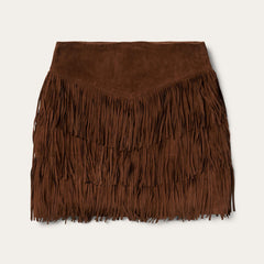 Lamb Suede Fringe Mini Skirt Brown | Stetson