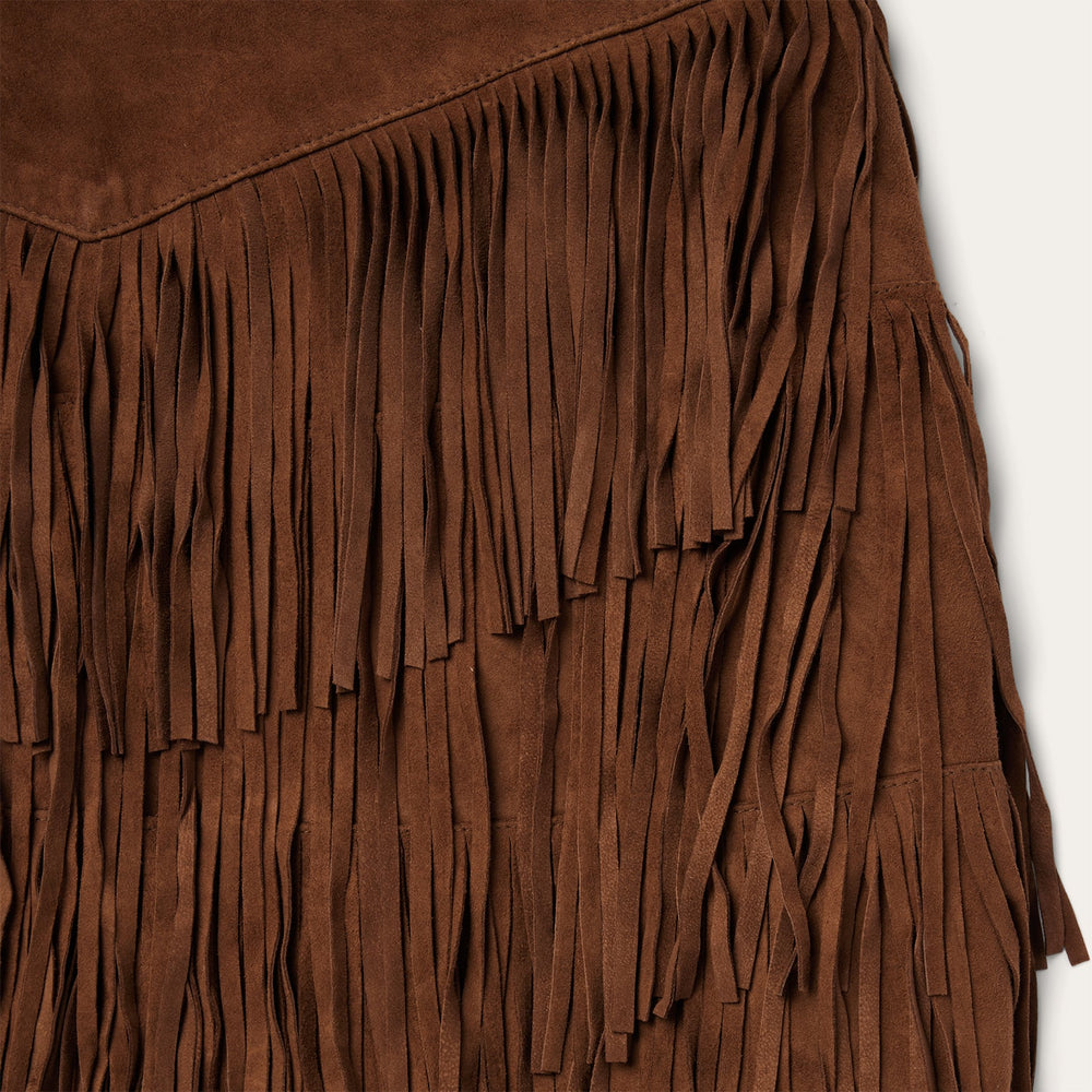 Lamb Suede Fringe Mini Skirt Brown | Stetson