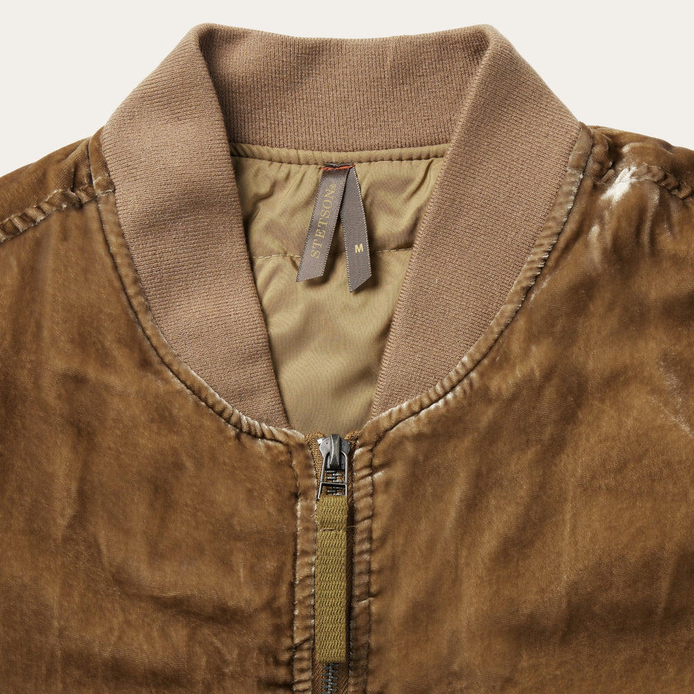 Embroidered Velvet Bomber Jacket Copper | Stetson