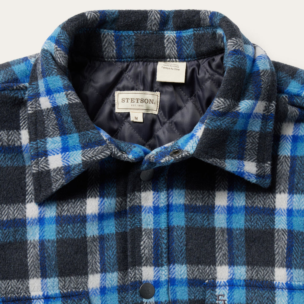 Blue Plaid Quilted Shirt Jacket Blue | Stetson