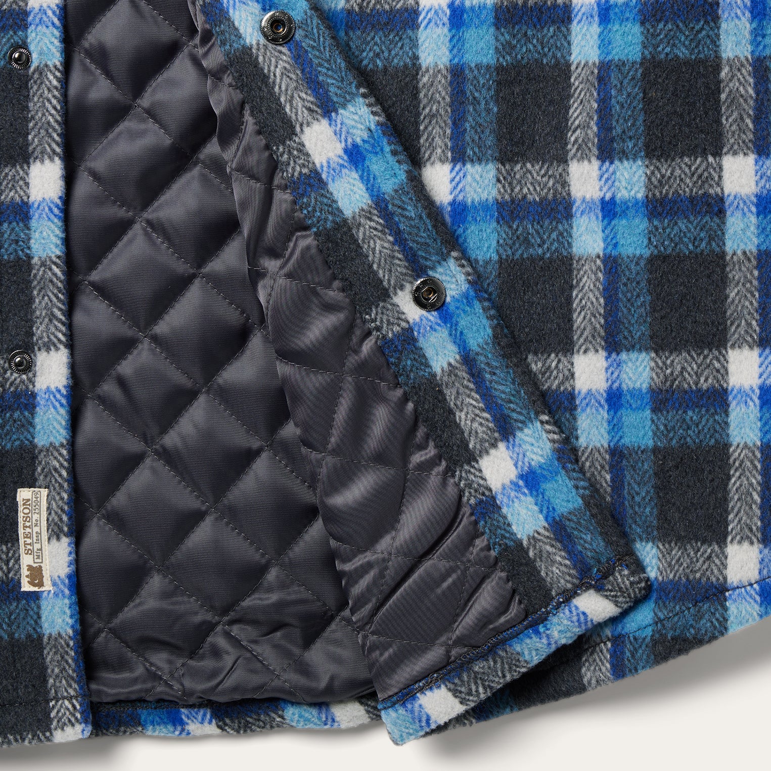 Blue Plaid Quilted Shirt Jacket Blue | Stetson