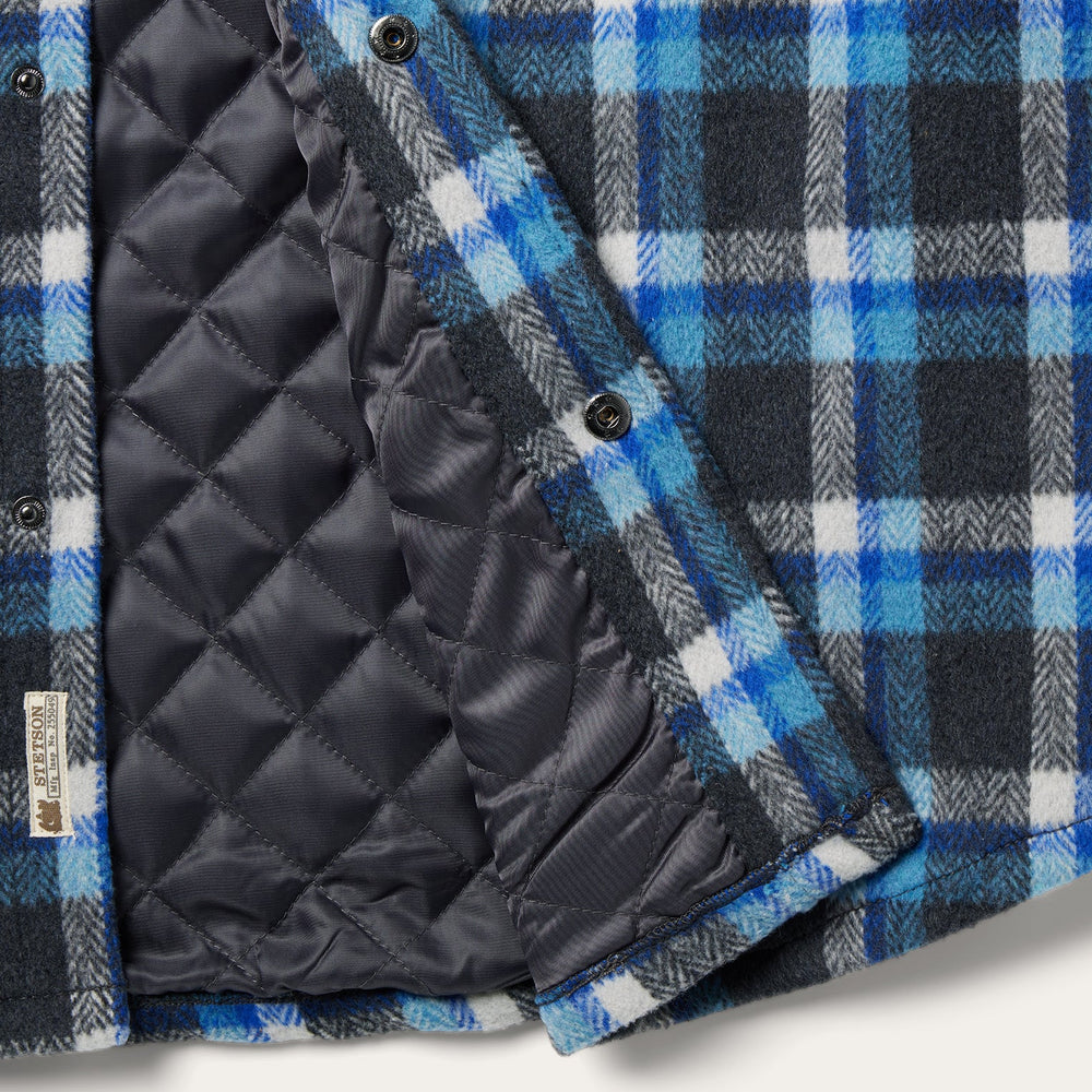 Blue Plaid Quilted Shirt Jacket Blue | Stetson