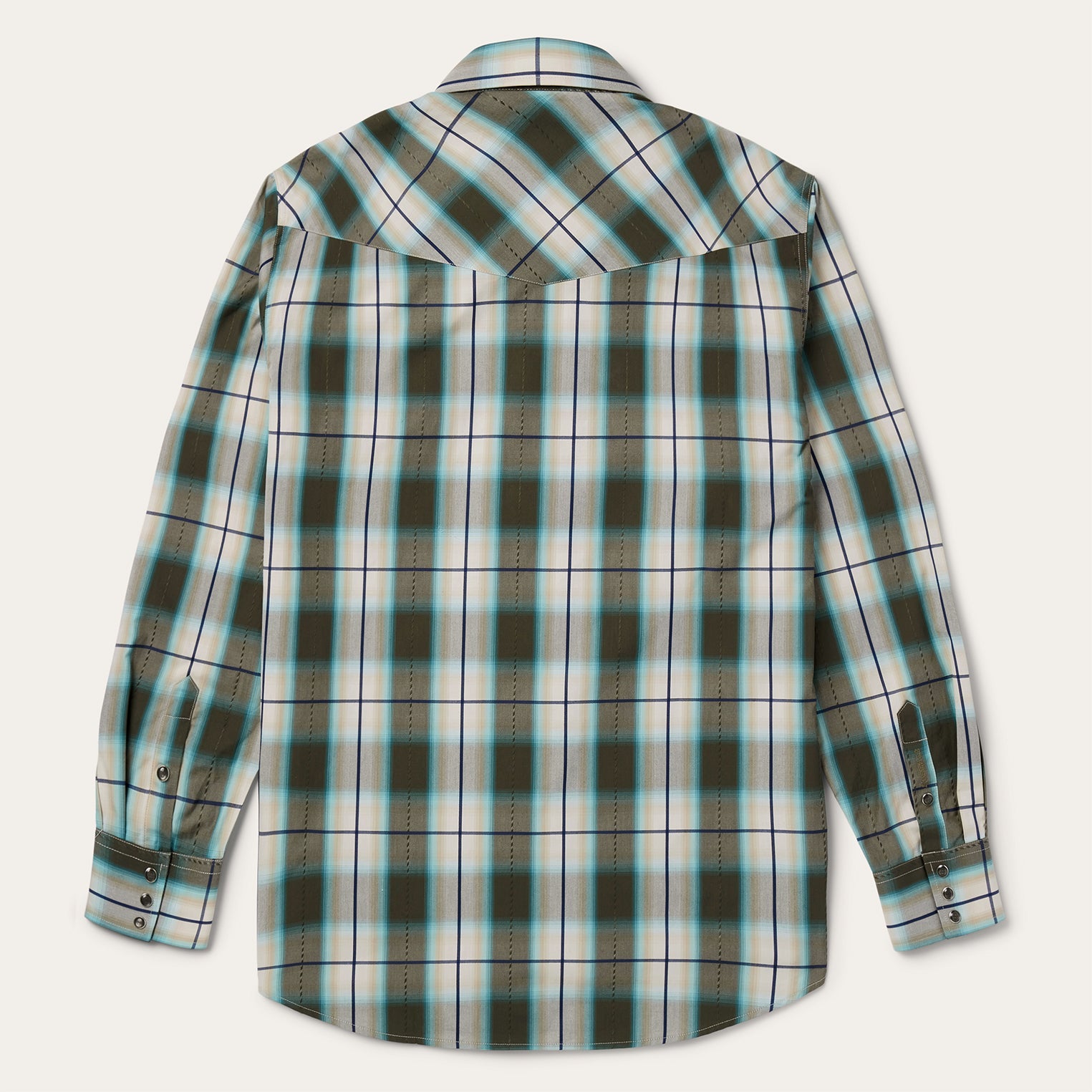 Olive Ombre Plaid Western Shirt Green | Stetson