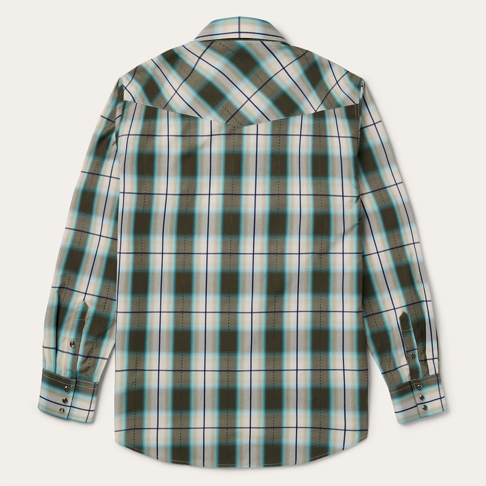 Olive Ombre Plaid Western Shirt Green | Stetson