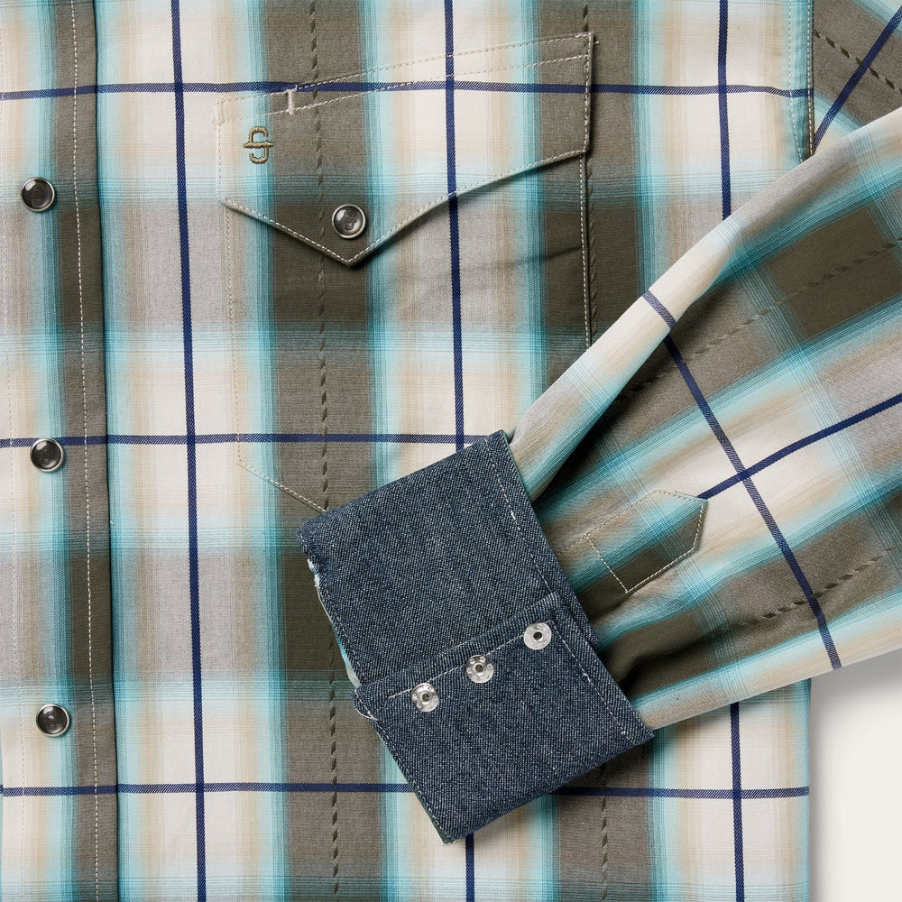 Olive Ombre Plaid Western Shirt Green | Stetson