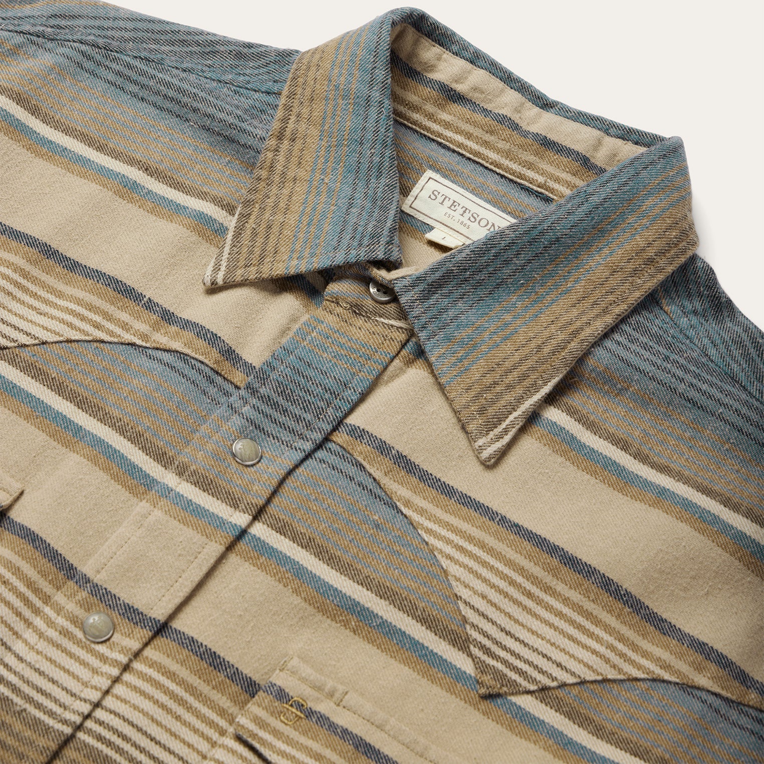 Blue Stripe Flannel Western Shirt Blue | Stetson
