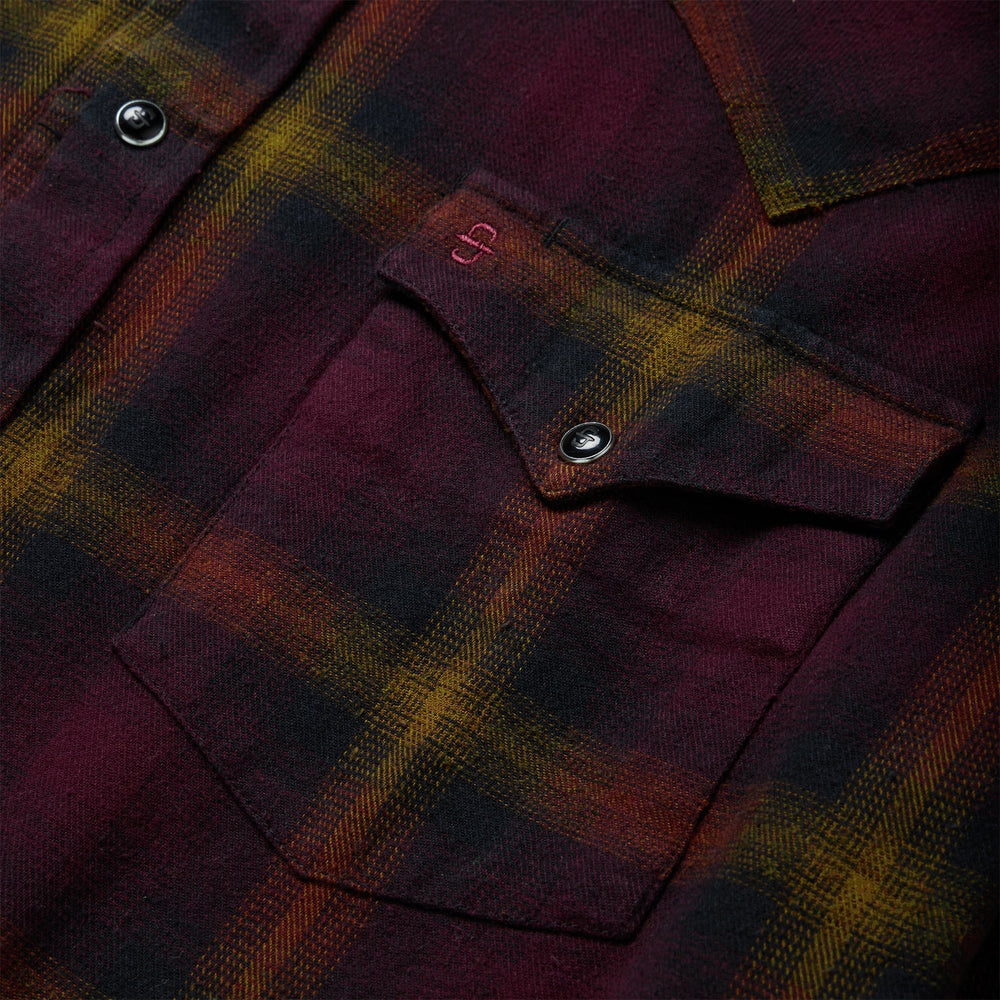 Black Wine Plaid Flannel Western Shirt Wine | Stetson
