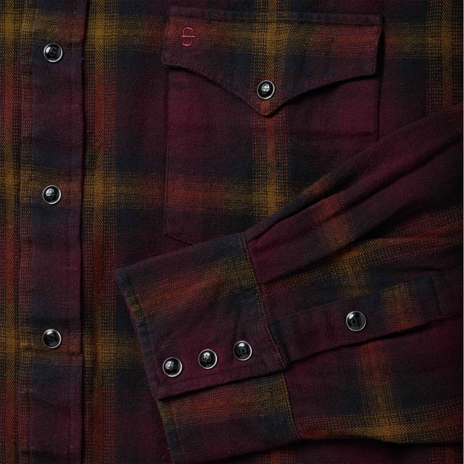 Black Wine Plaid Flannel Western Shirt Wine | Stetson