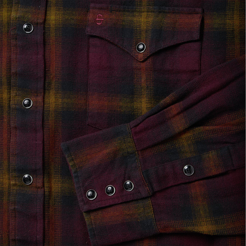 Black Wine Plaid Flannel Western Shirt Wine | Stetson