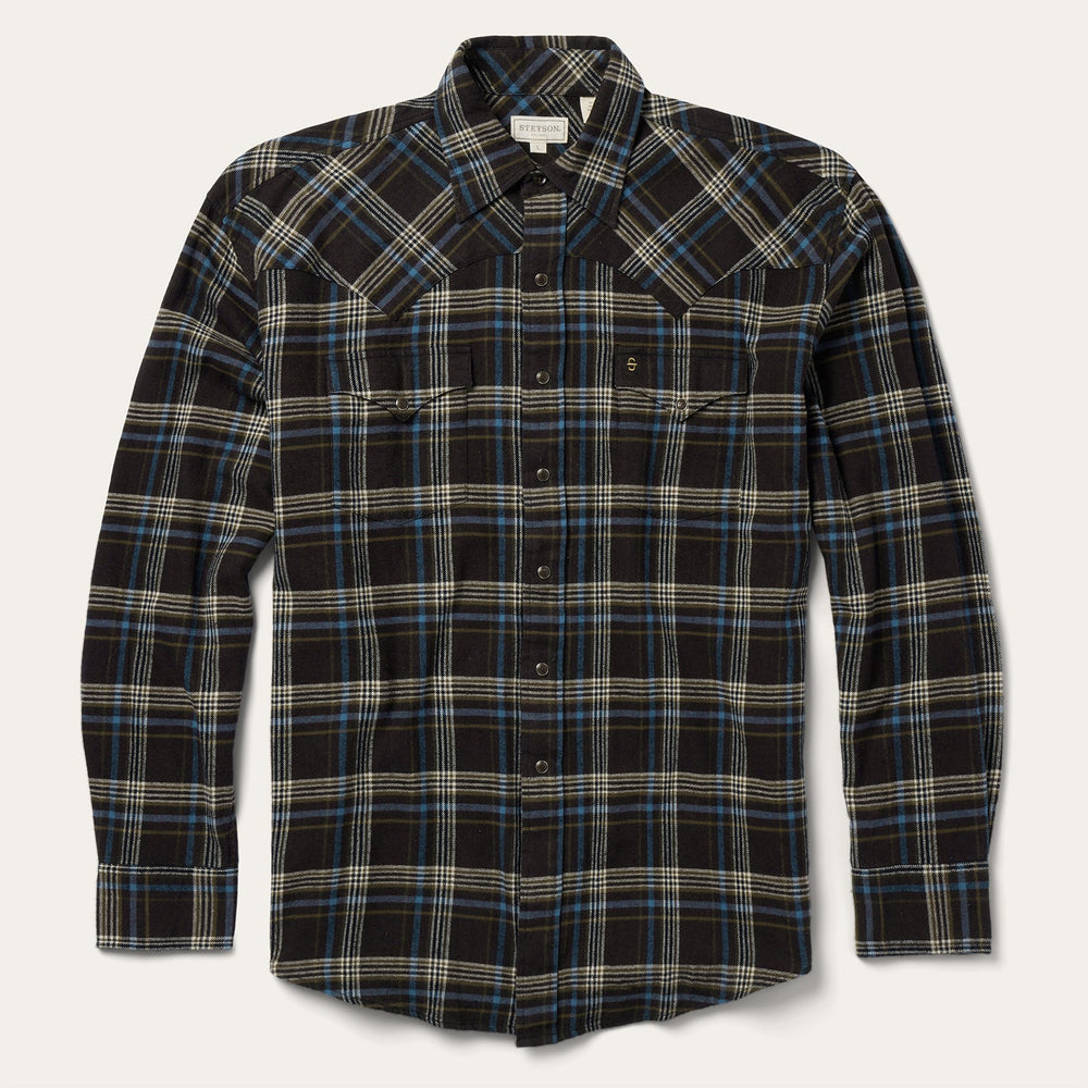 Brown Plaid Flannel Western Shirt Brown | Stetson