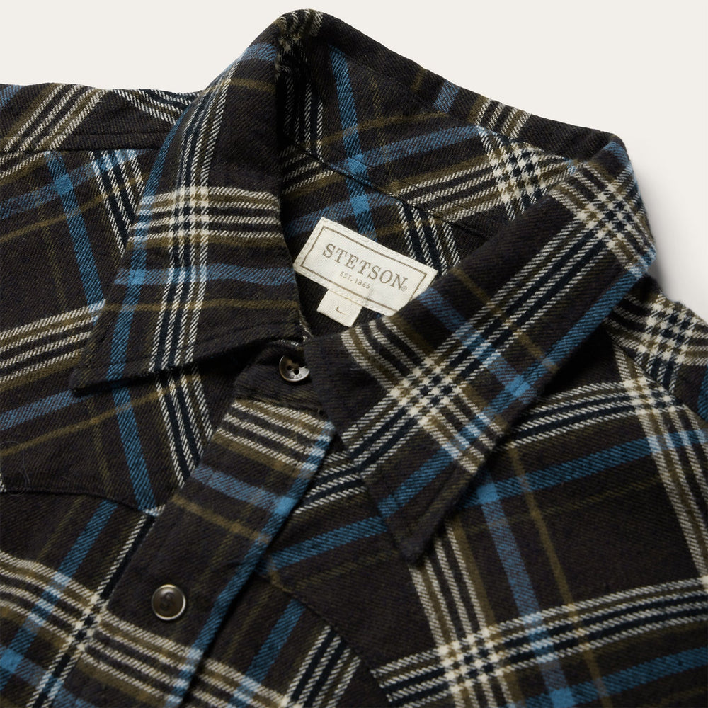 Brown Plaid Flannel Western Shirt Brown | Stetson