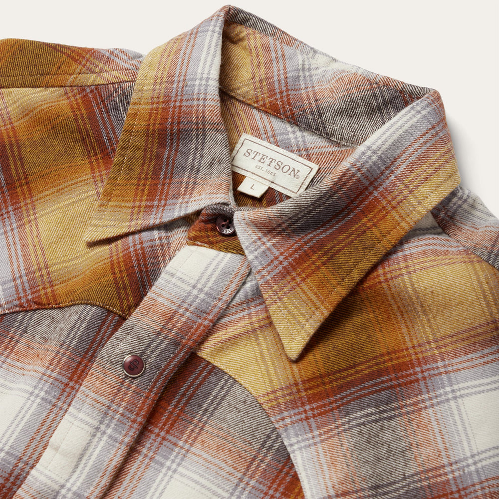 Rust Plaid Flannel Western Shirt Brown | Stetson