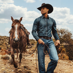 Dark Denim Western Shirt Blue | Stetson