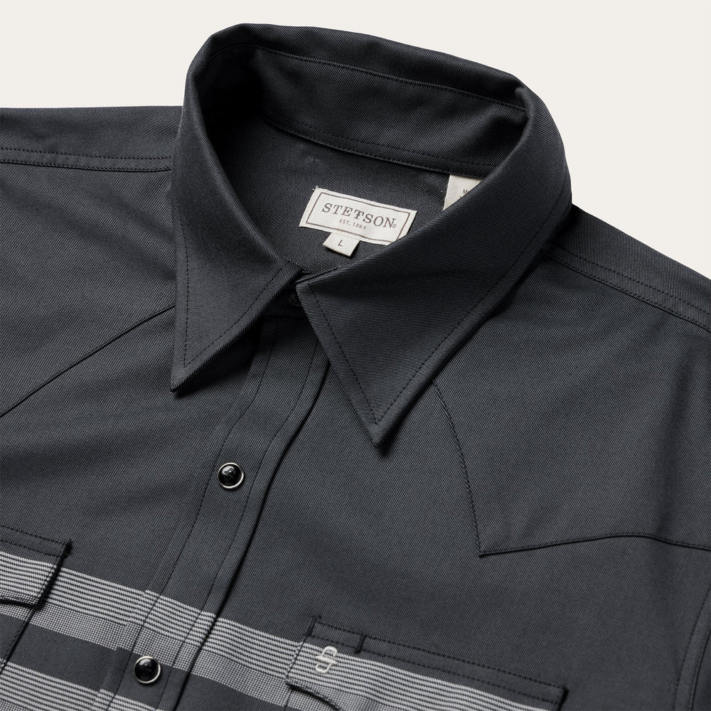 Border Stripe Twill Western Shirt Black | Stetson