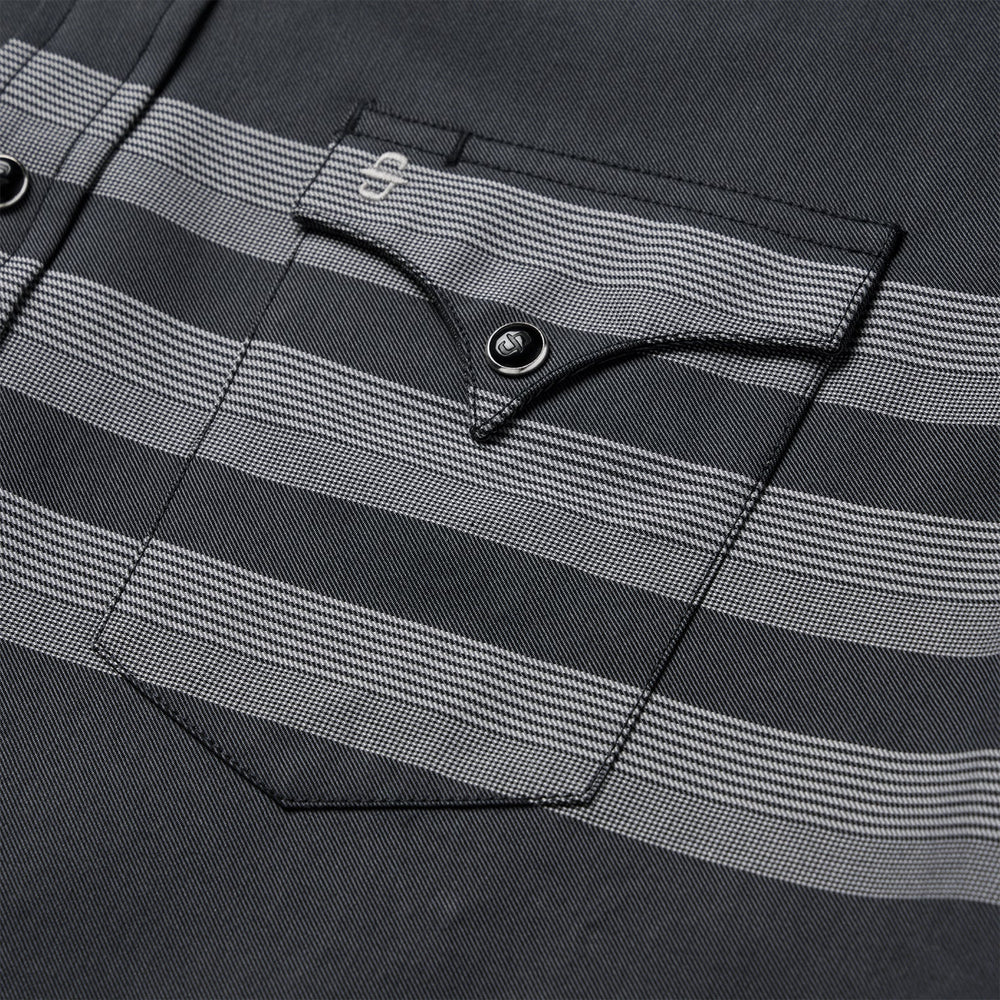 Border Stripe Twill Western Shirt Black | Stetson