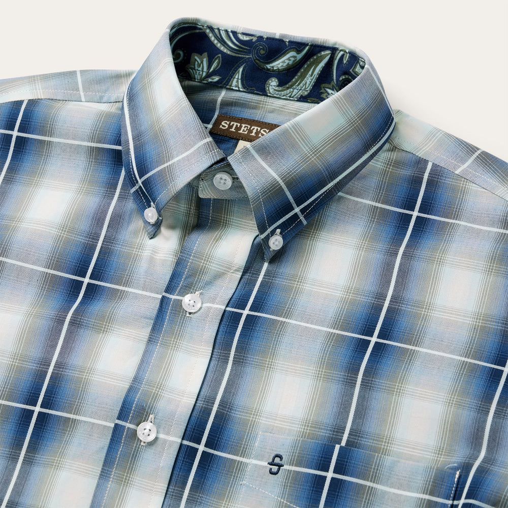 Crystal Plaid Button Down Shirt Blue | Stetson