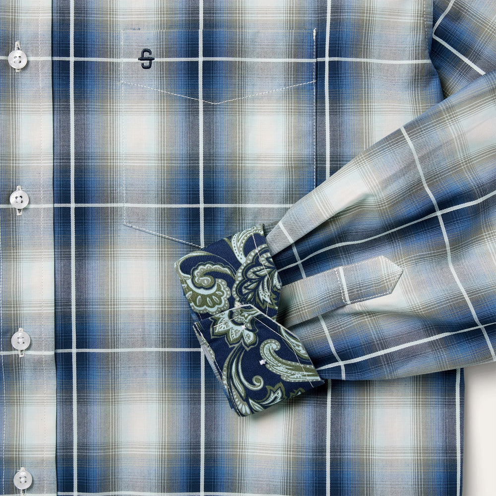 Crystal Plaid Button Down Shirt Blue | Stetson