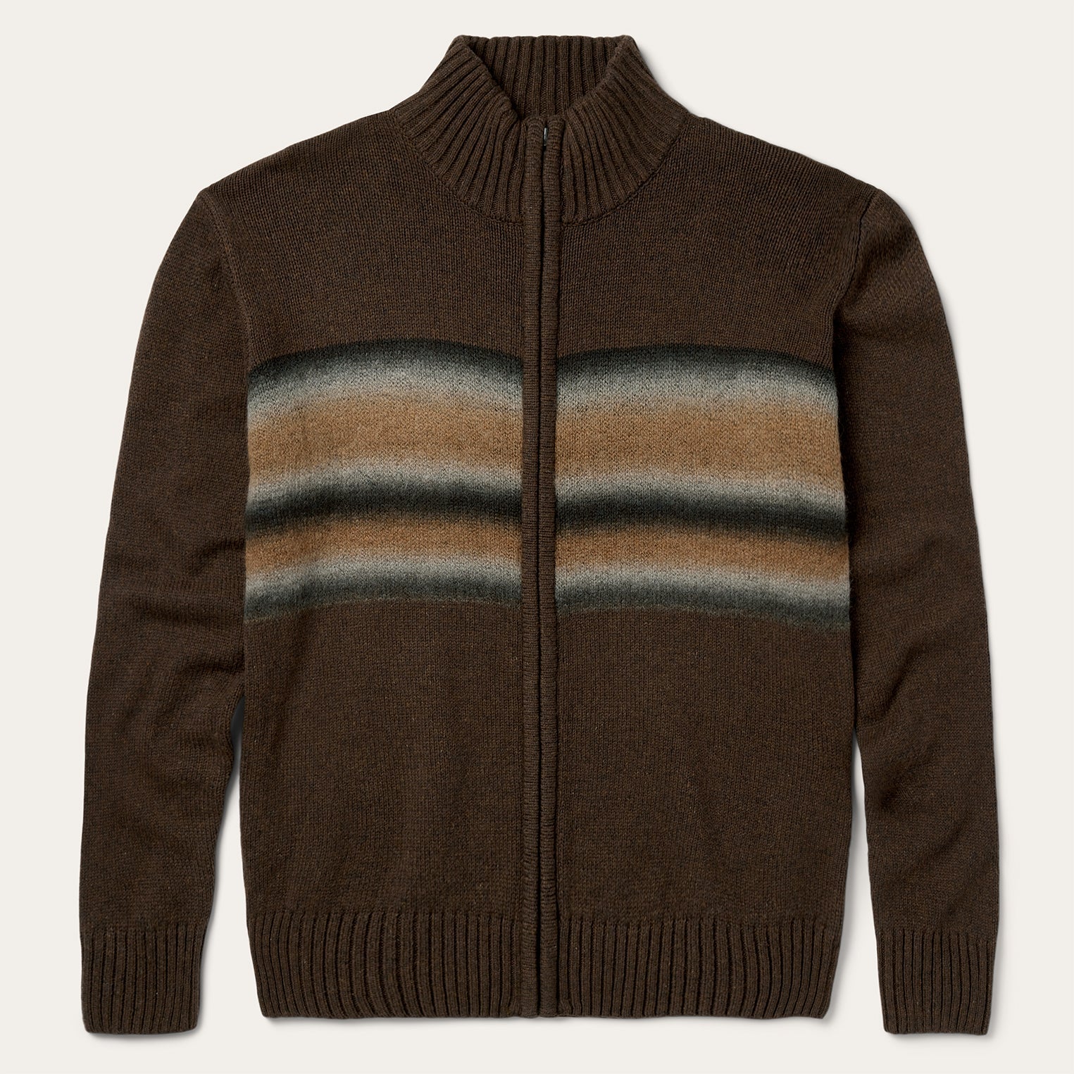 Ombre Border Stripe Cardigan Brown | Stetson