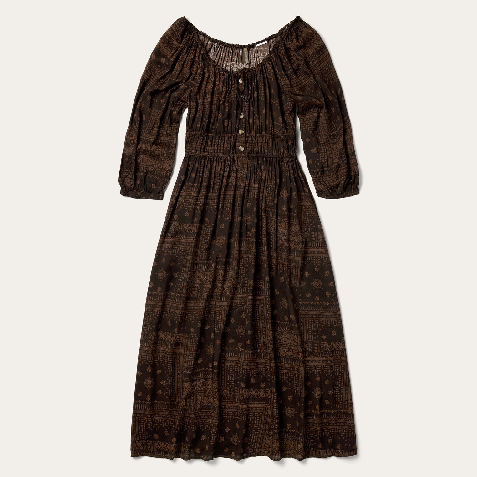 Patchwork Bandana Print Dress Brown | Stetson