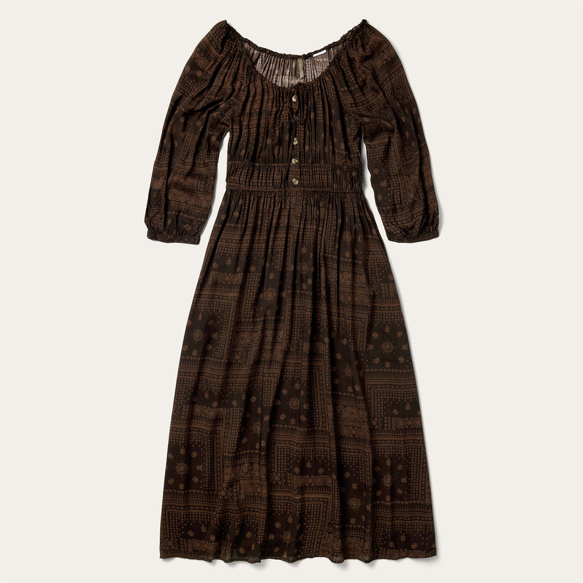 Patchwork Bandana Print Dress Brown | Stetson
