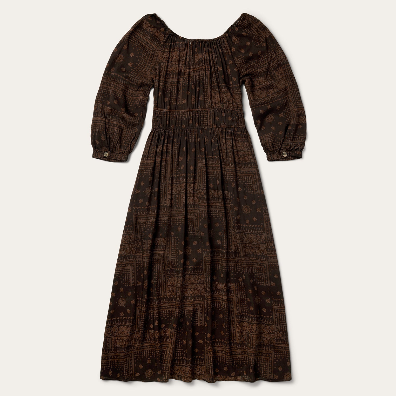 Patchwork Bandana Print Dress Brown | Stetson