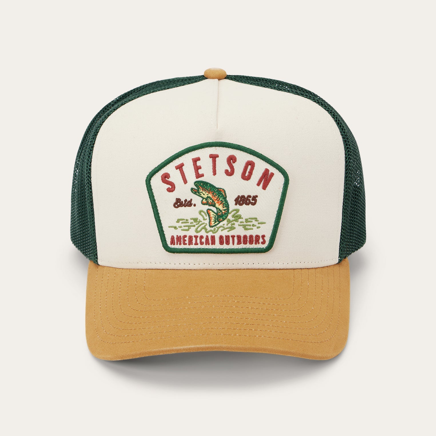 Fishing Patch Trucker Cap Off White / Tan / Green | Stetson