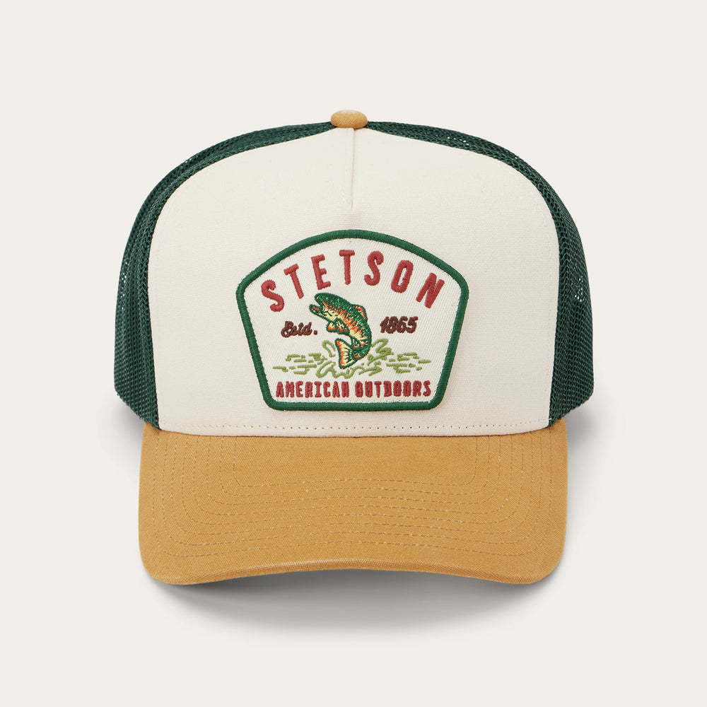 Fishing Patch Trucker Cap Off White / Tan / Green | Stetson